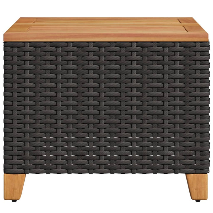 havebord 45x45x37 cm polyrattan og akacietræ sort