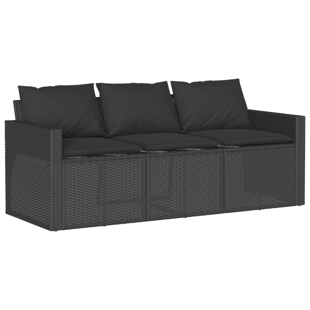 spisebordssæt til haven 2 dele med hynder polyrattan sort
