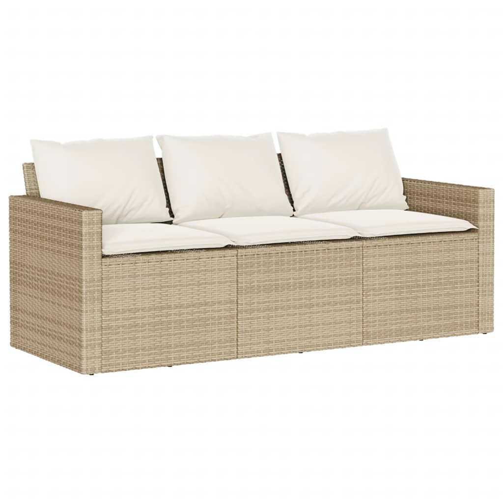 spisebordssæt til haven 2 dele med hynder polyrattan beige