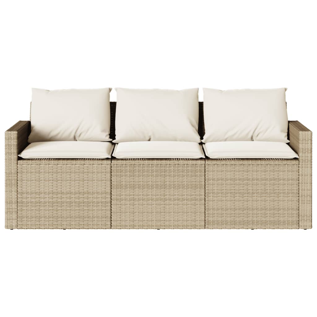 spisebordssæt til haven 2 dele med hynder polyrattan beige