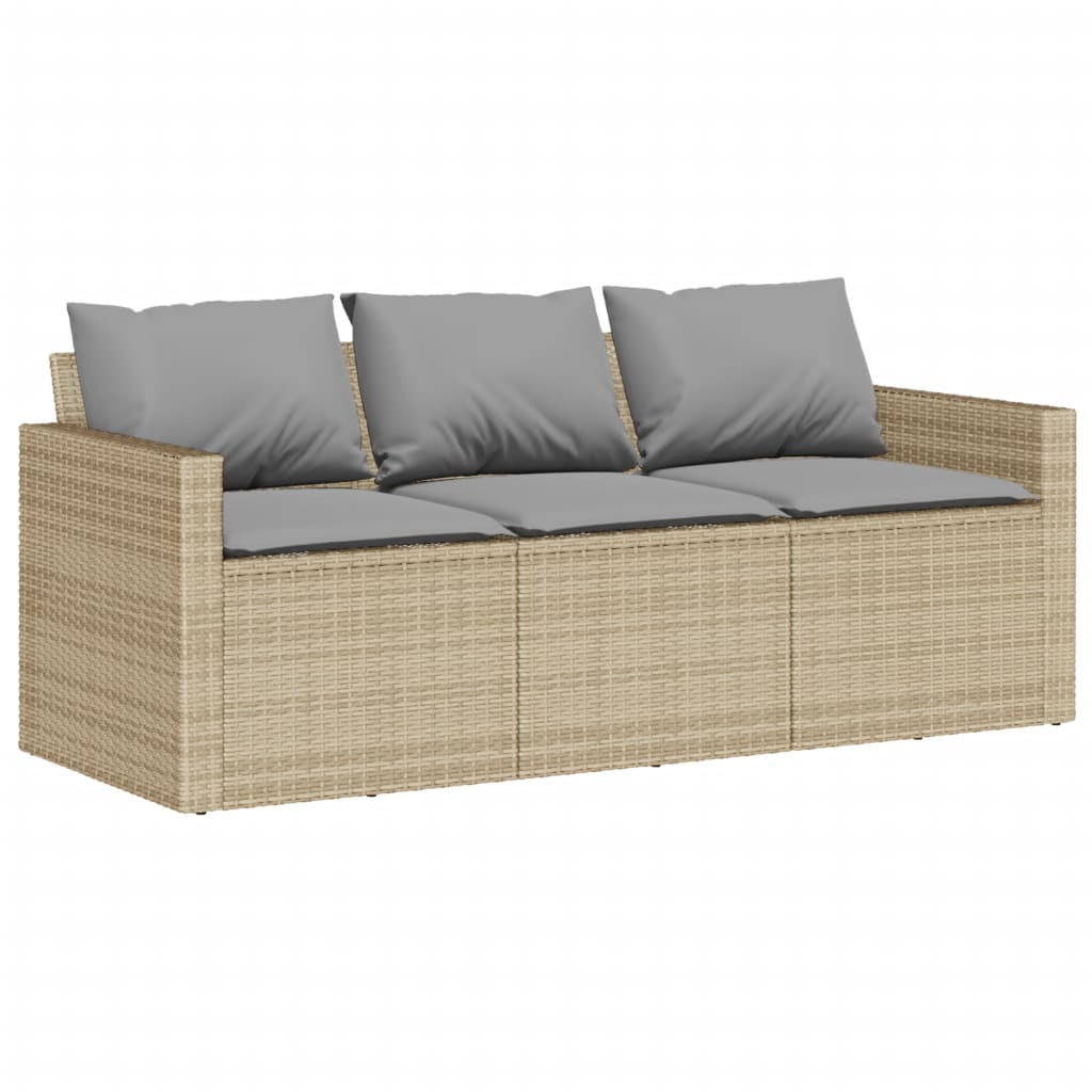 spisebordssæt til haven 2 dele med hynder polyrattan beige