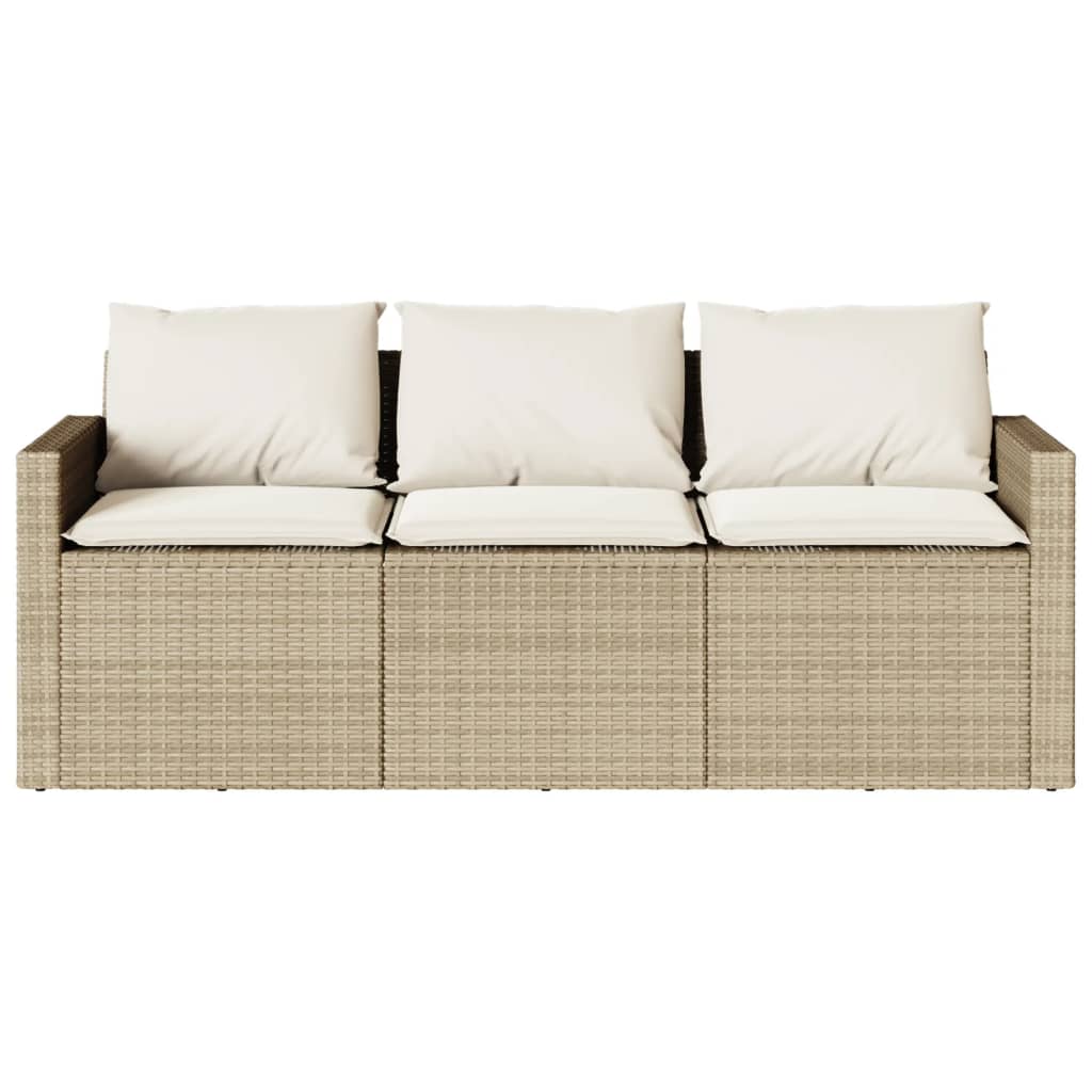 spisebordssæt til haven 2 dele med hynder polyrattan beige