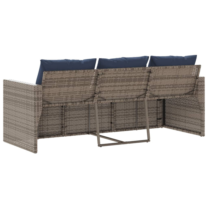 3-personers havesofa med hynder polyrattan grå