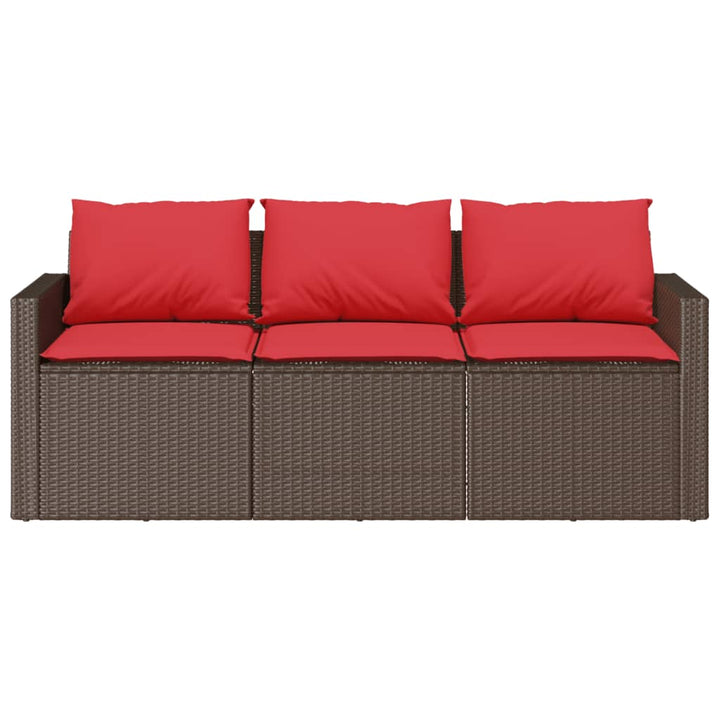 3-personers havesofa med hynder polyrattan brun