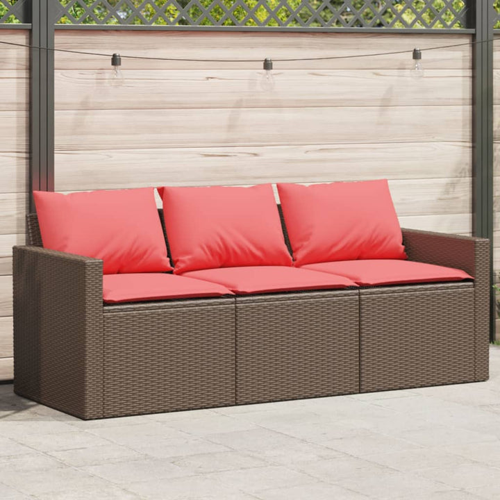 3-personers havesofa med hynder polyrattan brun