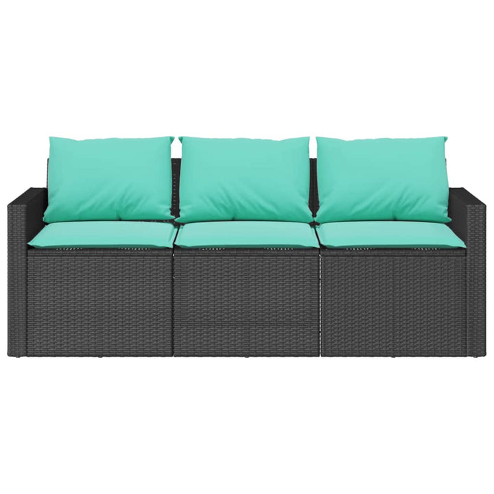 3-personers havesofa med hynder polyrattan sort