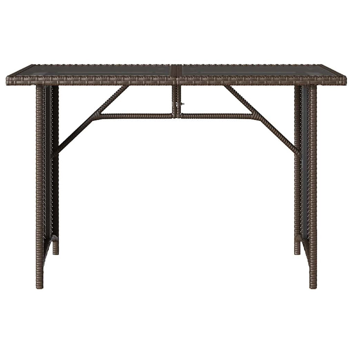 havebord med glastop 110x68x70 cm polyrattan brun