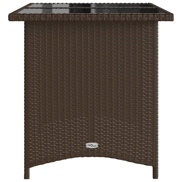 havebord med glastop 110x68x70 cm polyrattan brun