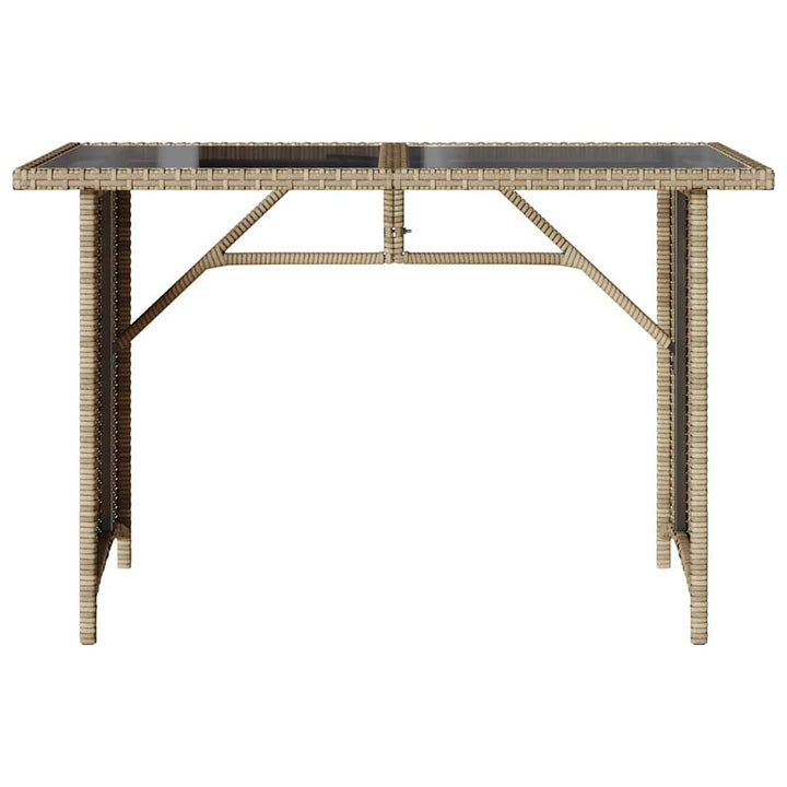 havebord med glastop 110x68x70 cm polyrattan beige