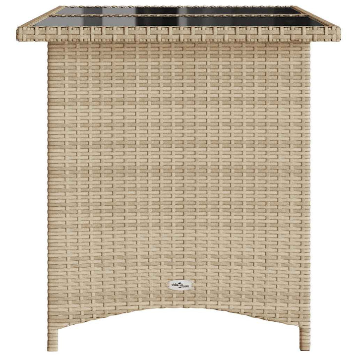 havebord med glastop 110x68x70 cm polyrattan beige