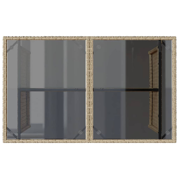 havebord med glastop 110x68x70 cm polyrattan beige