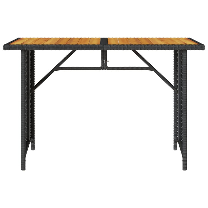 havebord med træplade 110x68x70 cm polyrattan sort