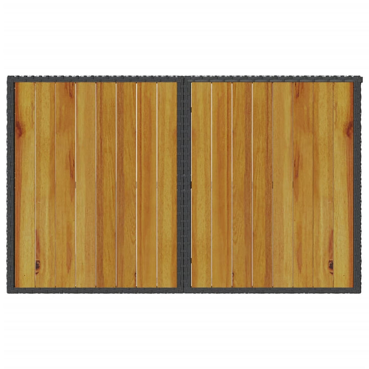 havebord med træplade 110x68x70 cm polyrattan sort