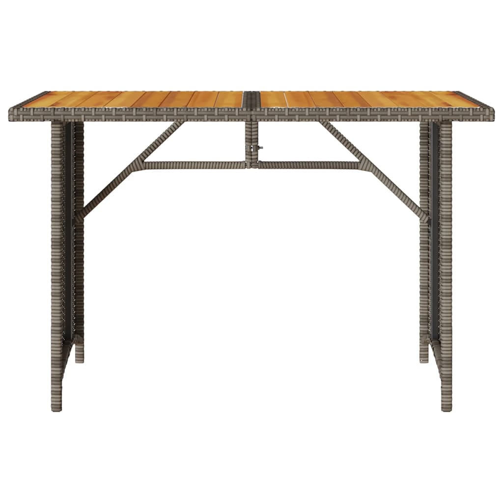 havebord med træplade 110x68x70 cm polyrattan grå