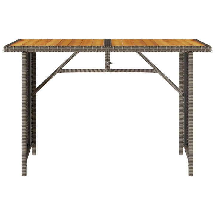havebord med træplade 110x68x70 cm polyrattan grå