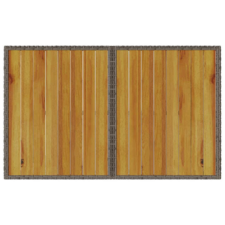 havebord med træplade 110x68x70 cm polyrattan grå