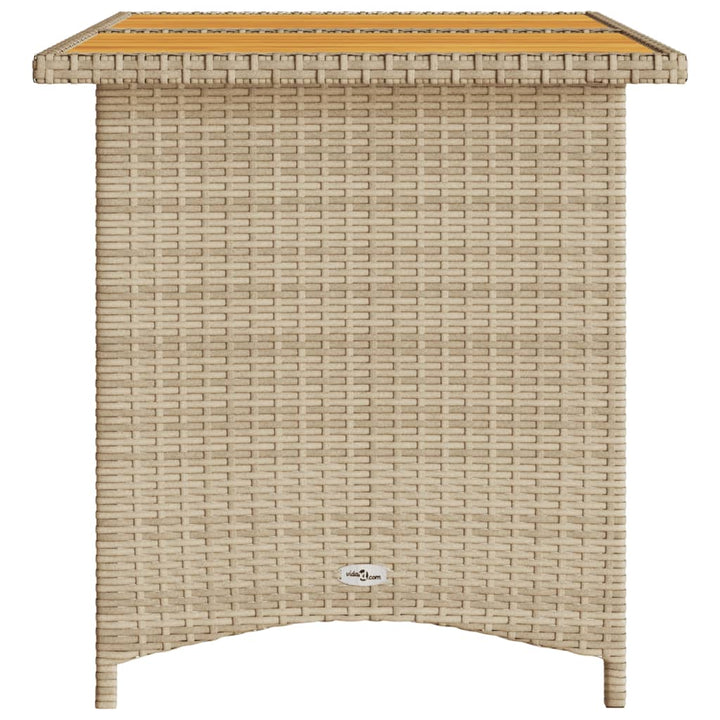 havebord med træplade 110x68x70 cm polyrattan beige