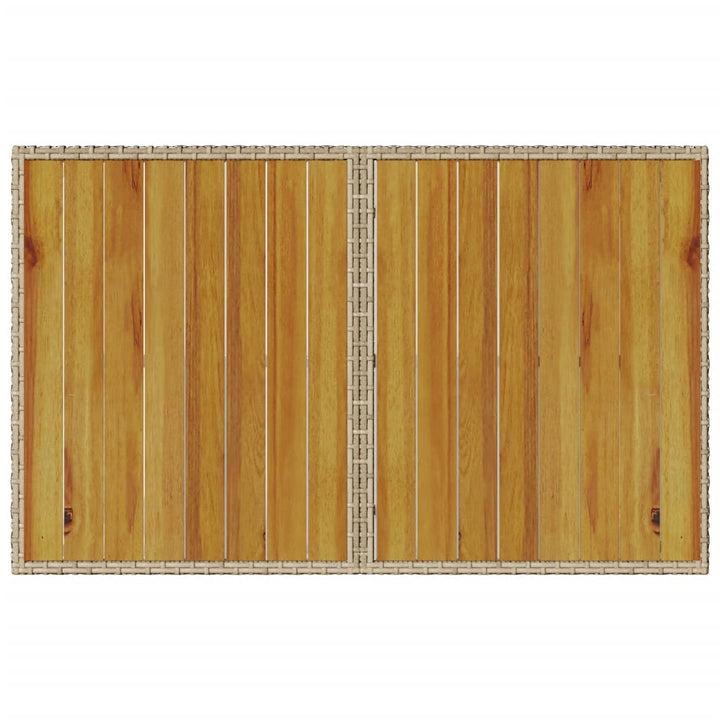 havebord med træplade 110x68x70 cm polyrattan beige