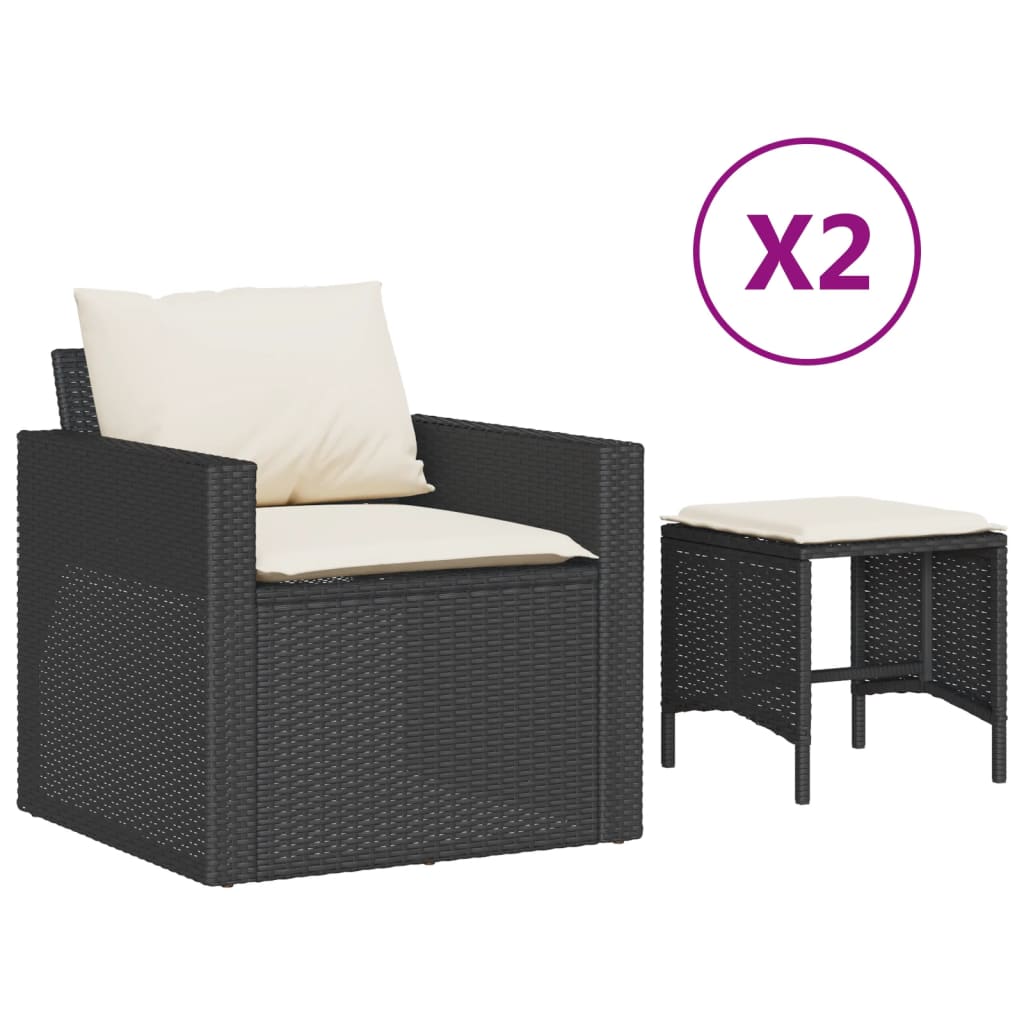 sofasæt til haven 4 dele med hynder polyrattan sort