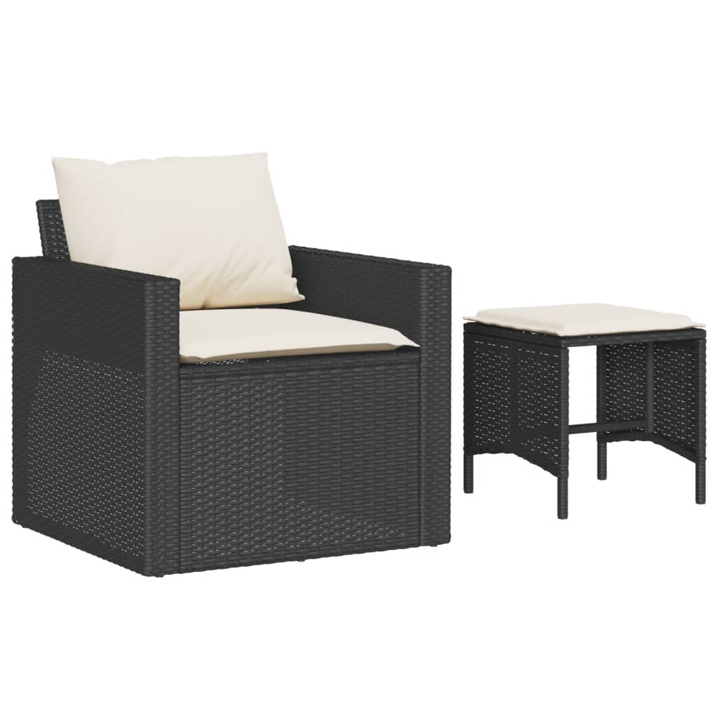 sofasæt til haven 4 dele med hynder polyrattan sort