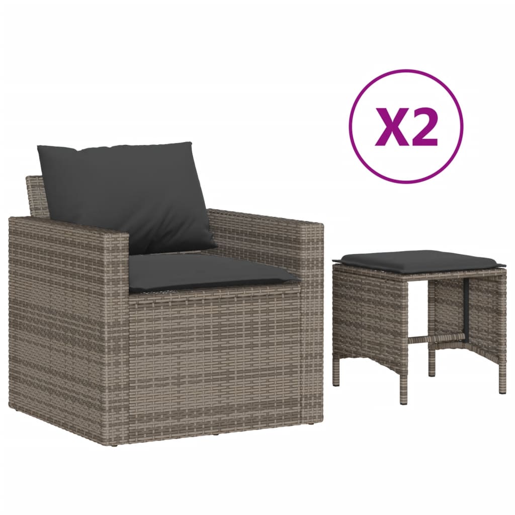 sofasæt til haven 4 dele med hynder polyrattan grå
