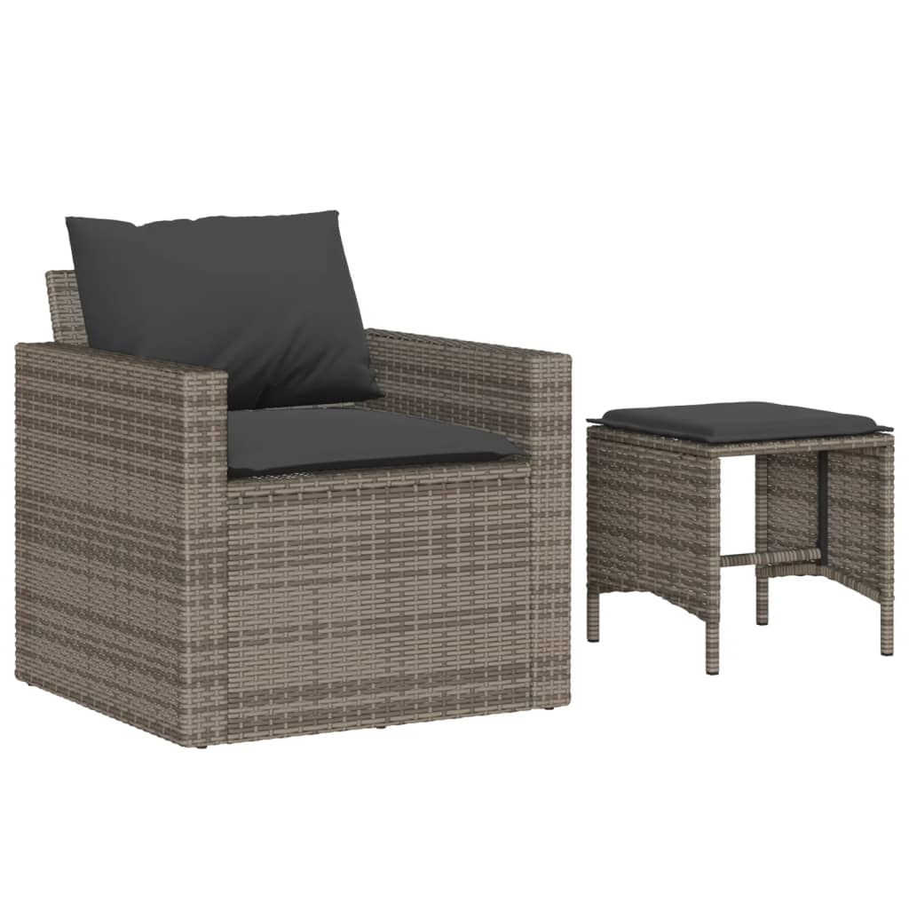 sofasæt til haven 4 dele med hynder polyrattan grå