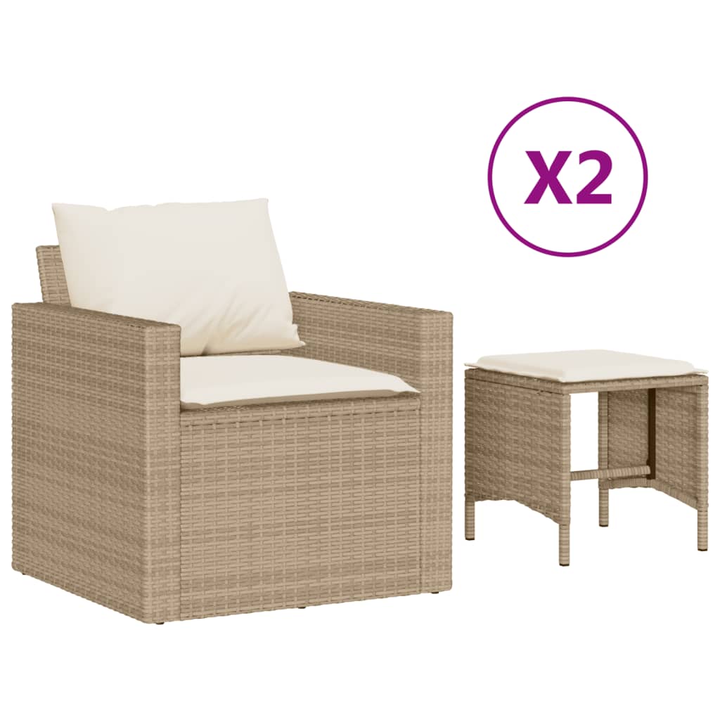 sofasæt til haven 4 dele med hynder polyrattan beige