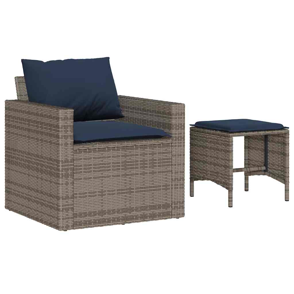 sofasæt til haven 4 dele med hynder polyrattan grå