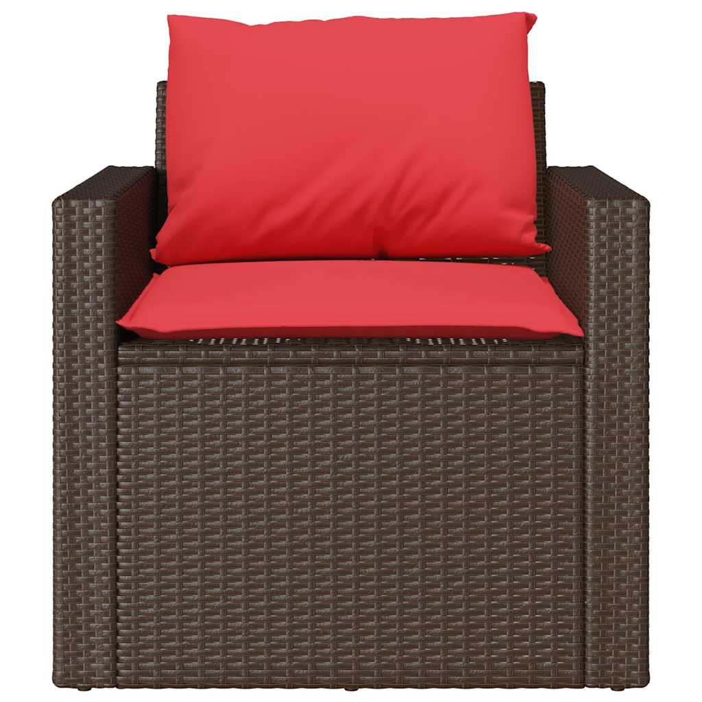 sofasæt til haven 4 dele med hynder polyrattan brun