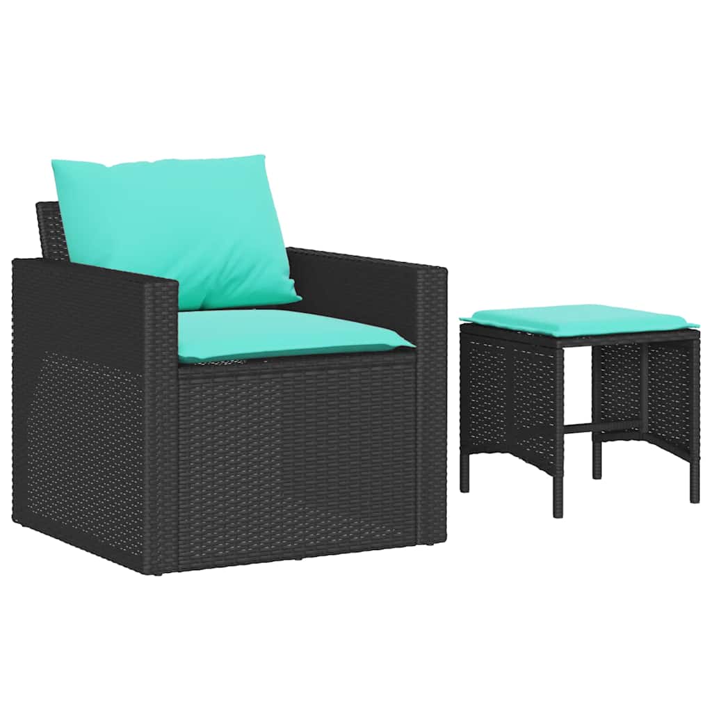 sofasæt til haven 4 dele med hynder polyrattan sort