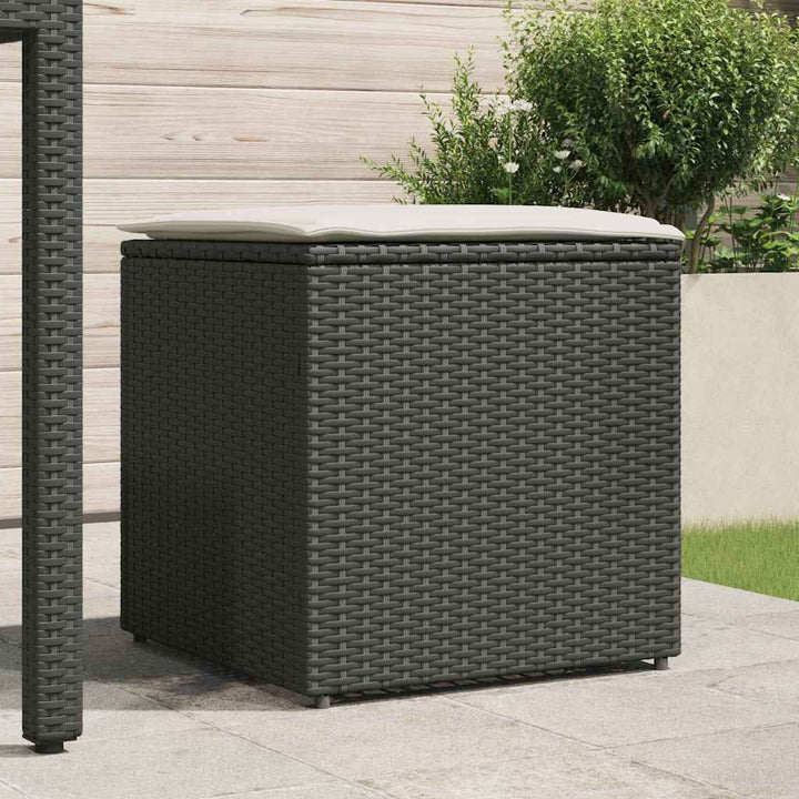 Pude kasse med opbevaring Sort 50 x 50 x 50 cm polyrattan