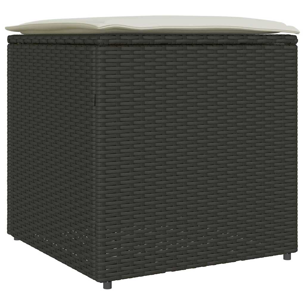 Pude kasse med opbevaring Sort 50 x 50 x 50 cm polyrattan