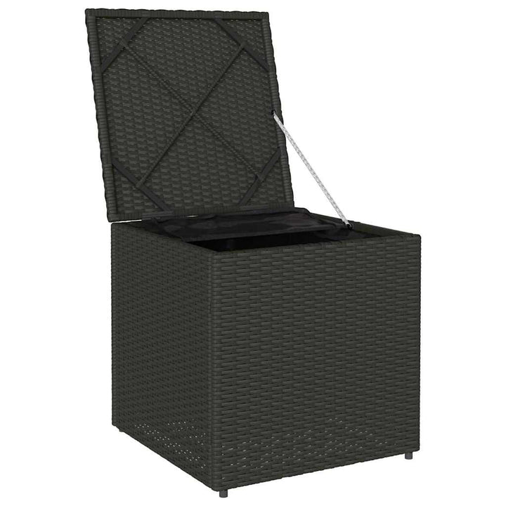 Pude kasse med opbevaring Sort 50 x 50 x 50 cm polyrattan