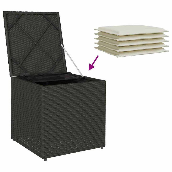 Pude kasse med opbevaring Sort 50 x 50 x 50 cm polyrattan