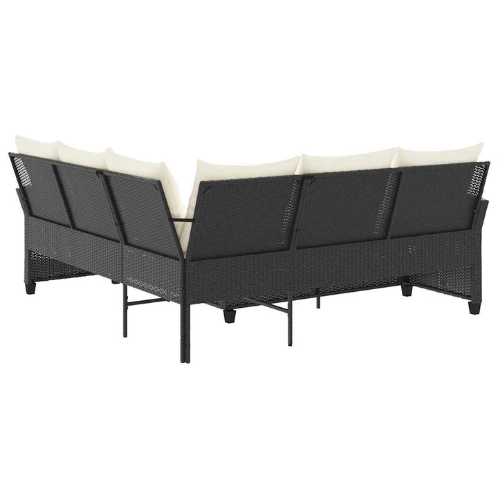 L-formet sofa med hynder polyrattan sort