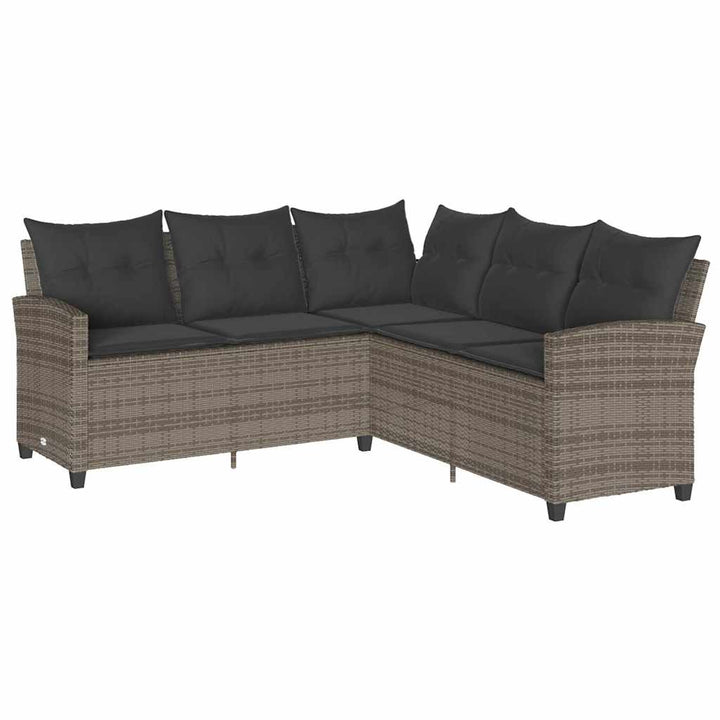 L-formet sofa med hynder polyrattan grå
