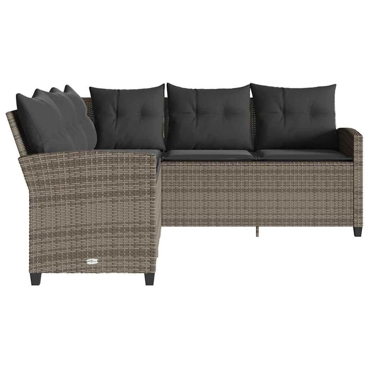 L-formet sofa med hynder polyrattan grå