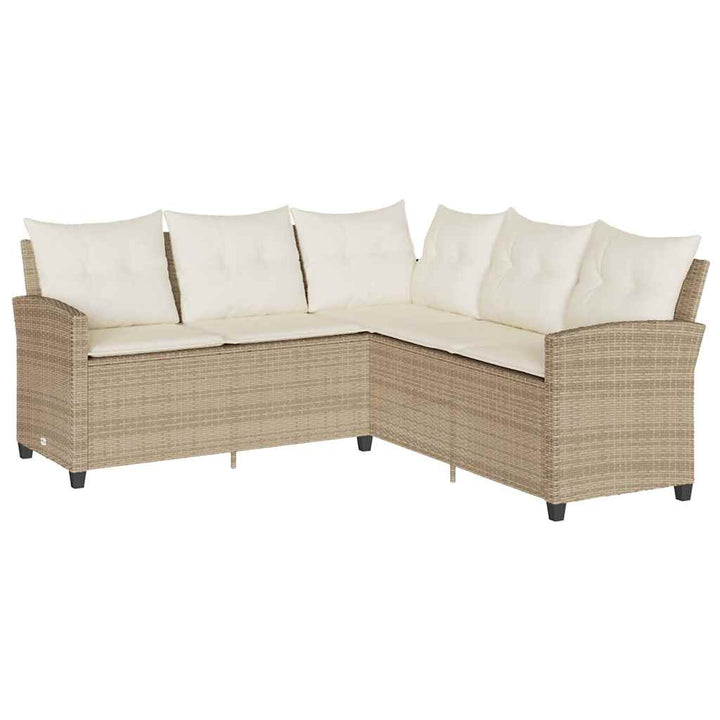 L-formet sofa med hynder polyrattan beige