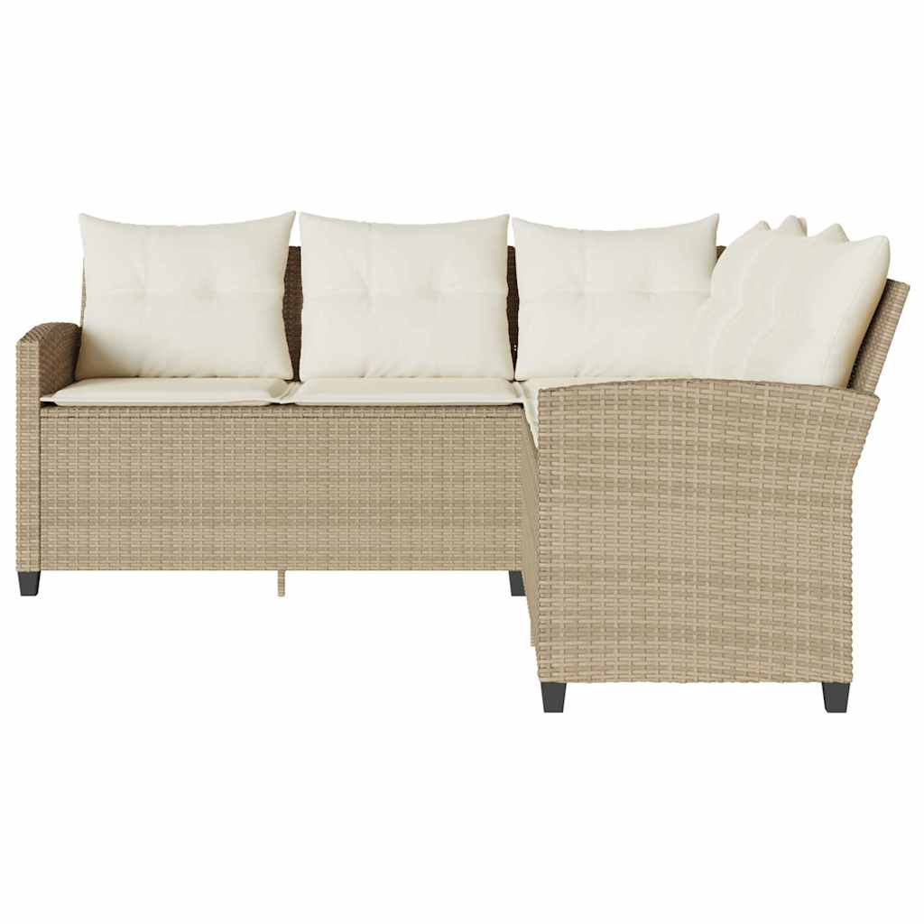 L-formet sofa med hynder polyrattan beige