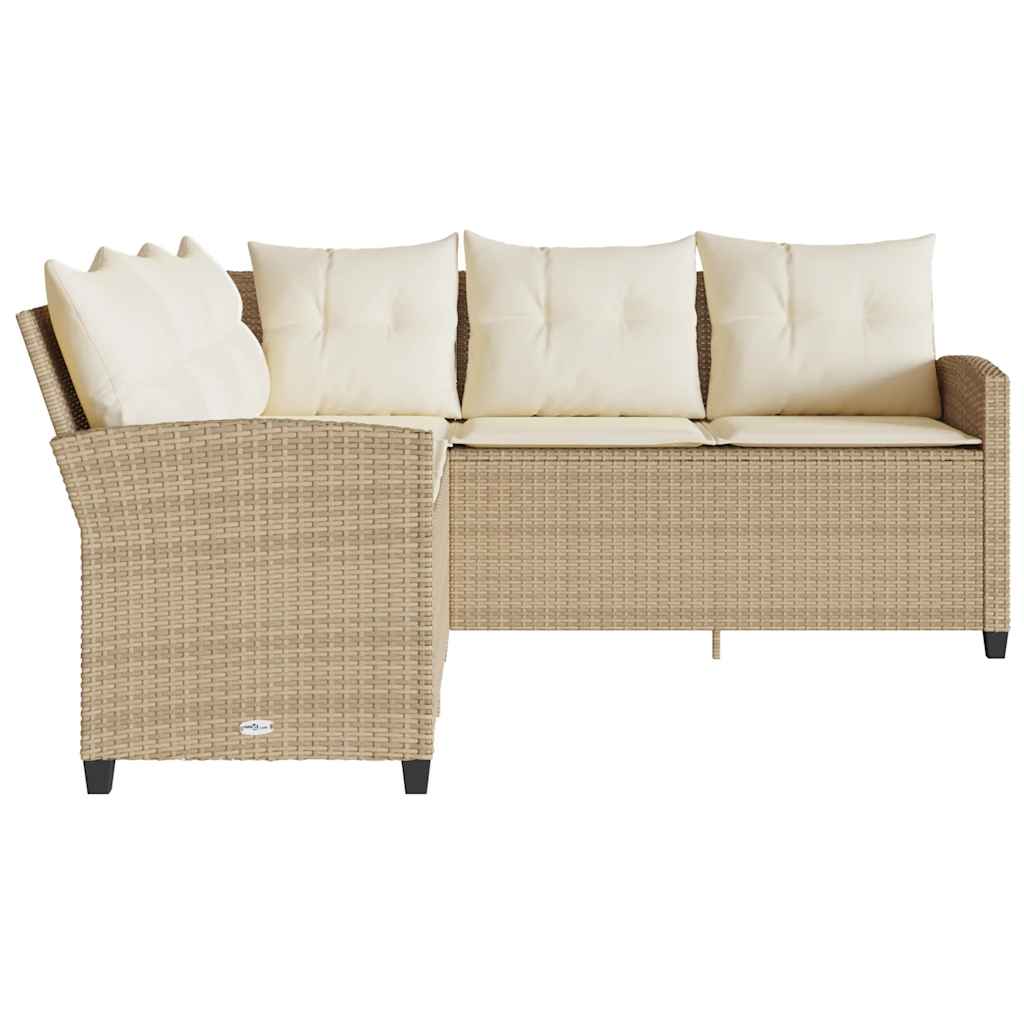 L-formet sofa med hynder polyrattan beige