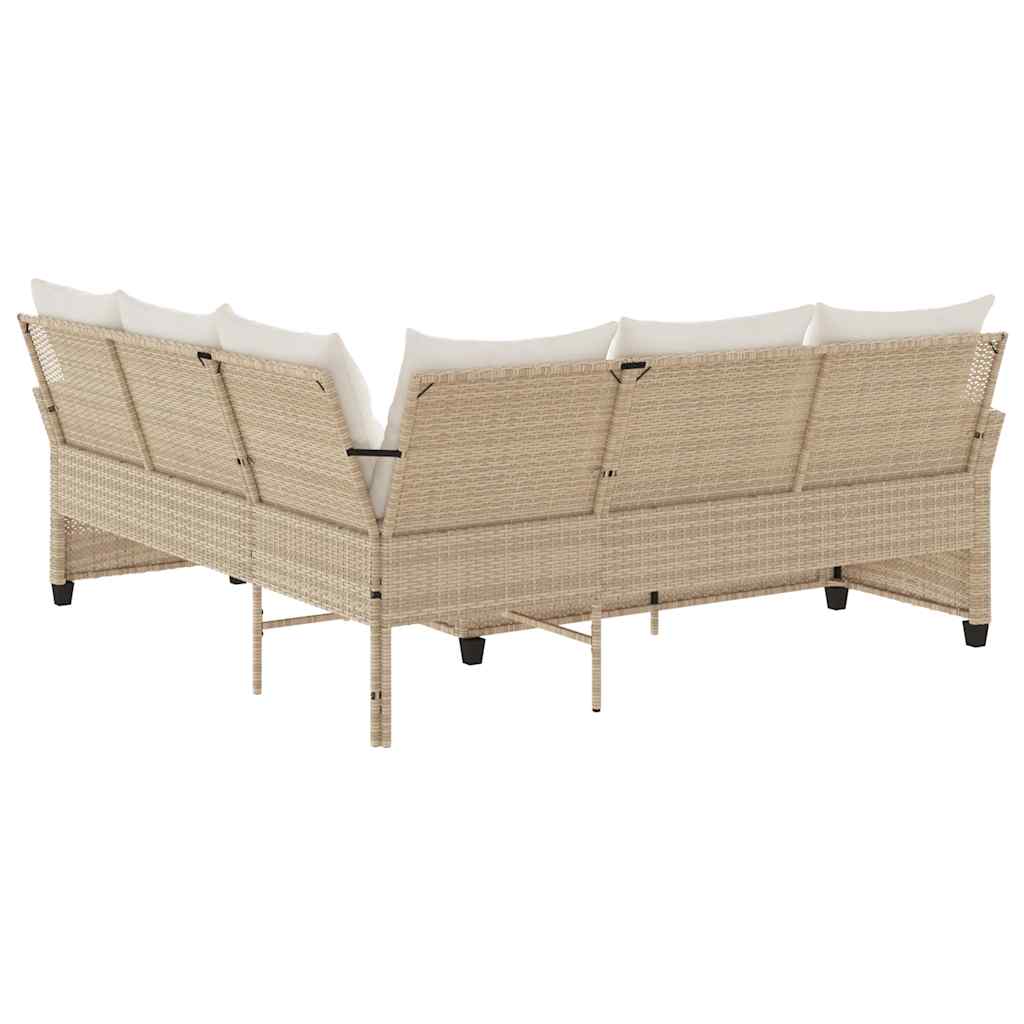 L-formet sofa med hynder polyrattan beige