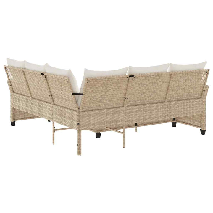 L-formet sofa med hynder polyrattan beige