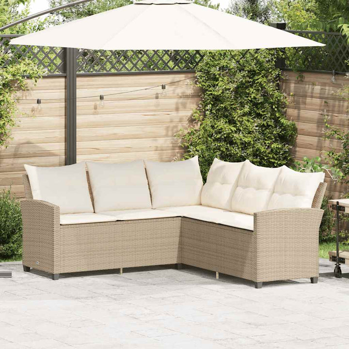 L-formet sofa med hynder polyrattan beige