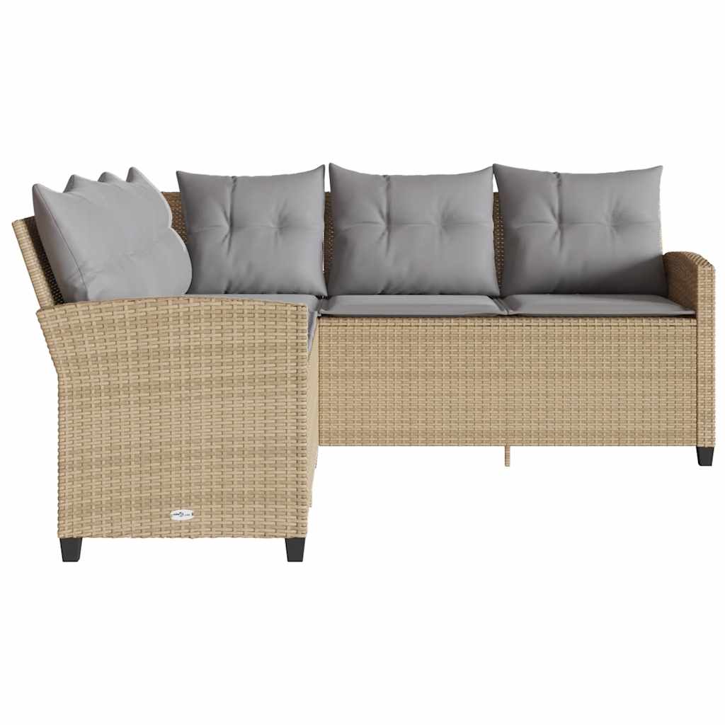L-formet sofa med hynder polyrattan beige