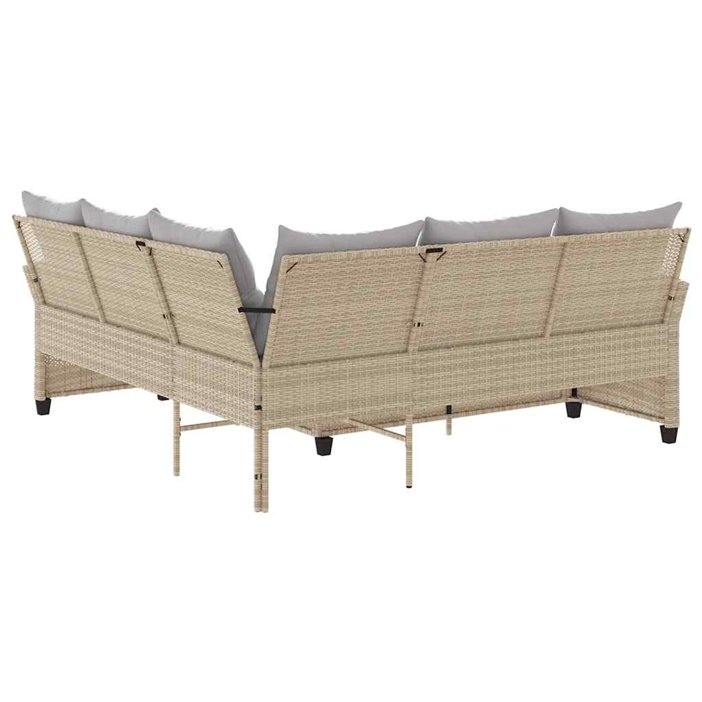 L-formet sofa med hynder polyrattan beige