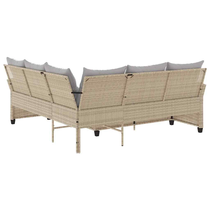 L-formet sofa med hynder polyrattan beige