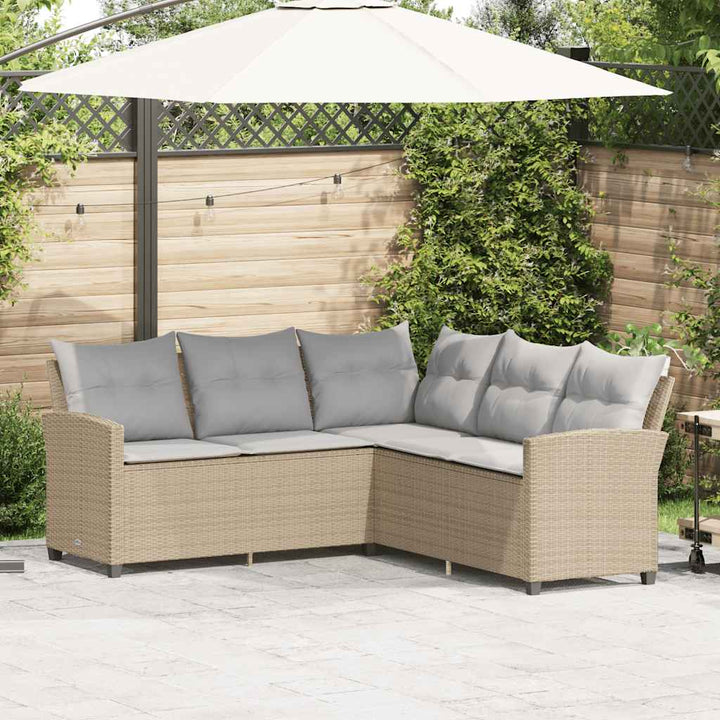 L-formet sofa med hynder polyrattan beige