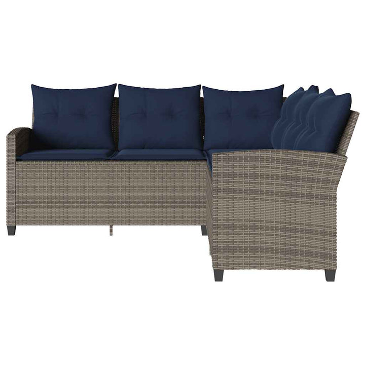 L-formet sofa med hynder polyrattan grå