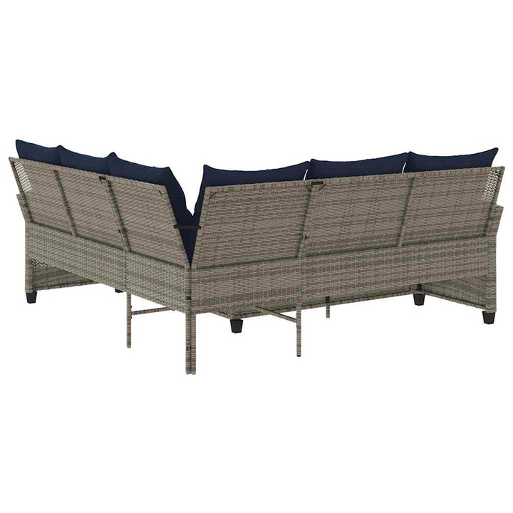 L-formet sofa med hynder polyrattan grå