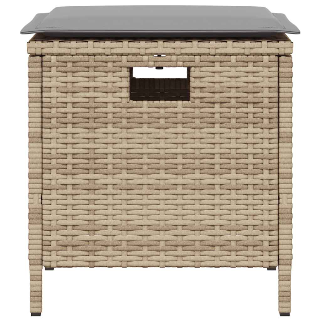 spisebordssæt til haven 5 dele med hynder polyrattan beige
